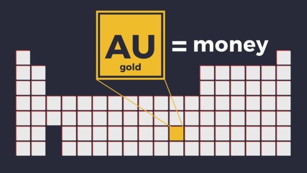 Gold is money, element AU highlighted on the periodic table